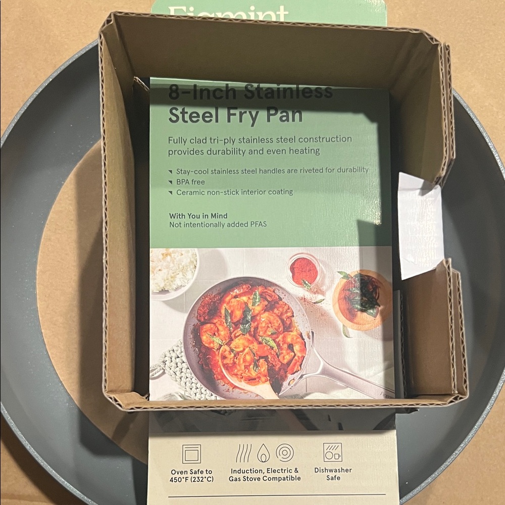 Stainless Steel Fry Pan with Ceramic Non-Stick Interior - Gray figmint 8’